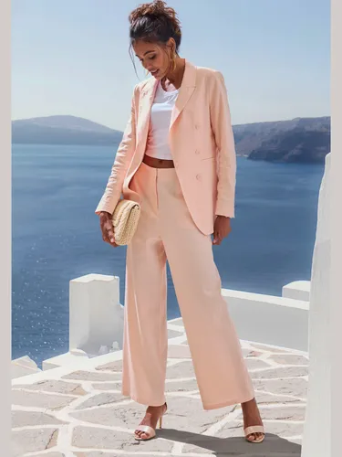 Pantalon en lin ceinture lisse devant, élastique au dos - Buffalo - Modalova