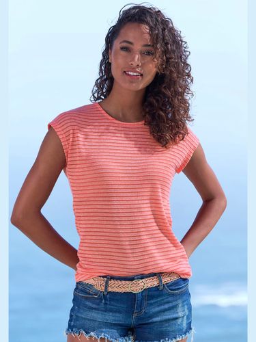T-shirt à manches courtes tricot jacquard léger à rayures - Vivance - Modalova