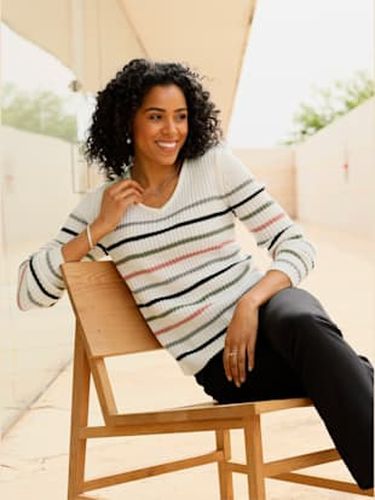 Pull à encolure en v tricot côtelé moderne - Witt - Modalova