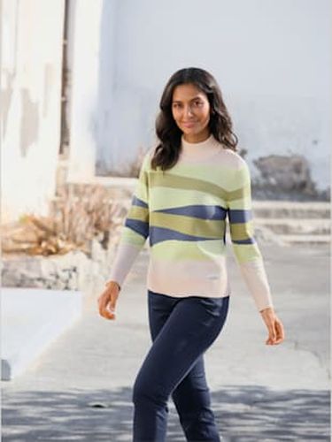 Pull jacquard col montant doublé - Collection L - Modalova