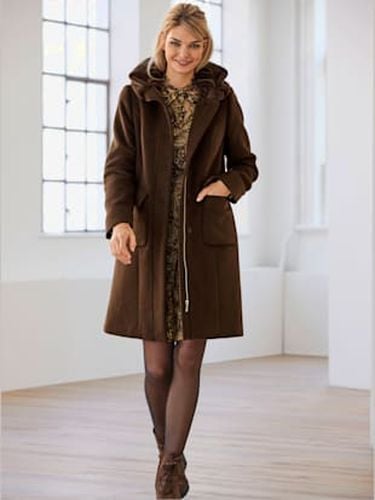 Manteau col tendance imitation fourrure froncé - Linea Tesini - Modalova