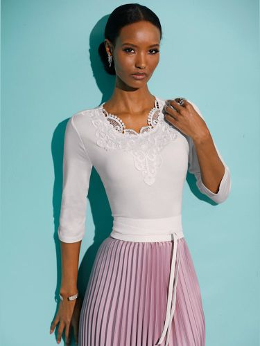 T-shirt en dentelle qualité lyocell - Creation L - Modalova