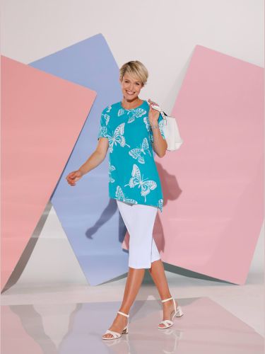 T-shirt à manches courtes ourlet en biais affinant - Witt - Modalova