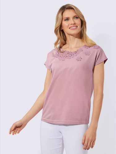 T-shirt à encolure ronde détails transparents en dentelle - Witt - Modalova