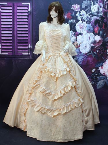 Robe Vintage Médiévale Rococo Opéra Court dentelle volants robe Costume synthétique - milanoo.com - Modalova