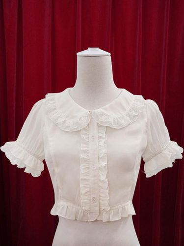 Lolita blanc Blouse volants coton chemisiers Déguisements Halloween - milanoo.com - Modalova