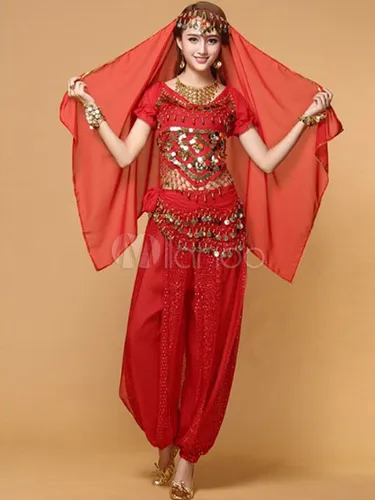 La danse du ventre Costume haut en mousseline de soie avec Top et pantalon Bollywood Dance Costume Déguisements Halloween - milanoo.com - Modalova