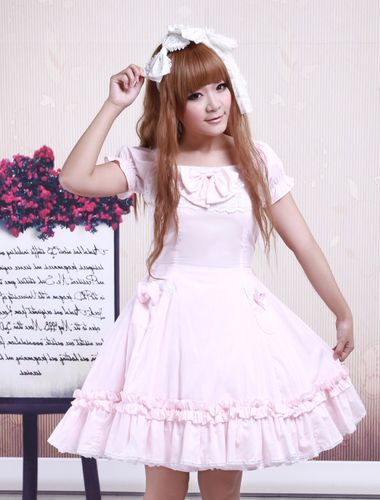 Robe de lolita cosplay Manches Courtes Dentelle Coton Rose Déguisements Halloween - milanoo.com - Modalova