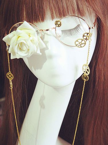 Gothic Lolita lunettes Steampunk Vintage Fleur Rose Gear chaînes accessoires de costumes de Lolita rétro Déguisements Halloween - milanoo.com - Modalova