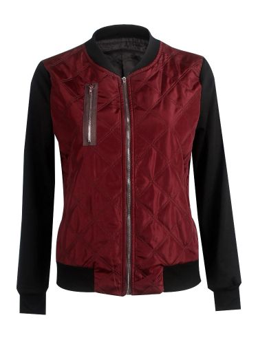 Veste Manteau de Moto à Col Montant avec Manches Longues à Zip avc Poches Cousu Bicolores Manteau Veste - milanoo.com - Modalova