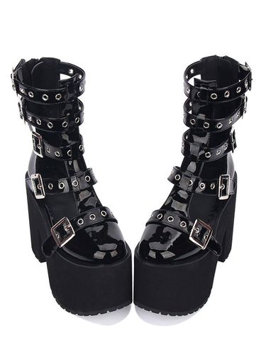 Gothique Lolita Sandale Oeillet Boucle Plate-Forme Glacé Synthétique Lolita Chaussures Déguisements Halloween - milanoo.com - Modalova