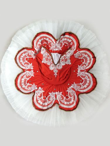 Ballerina Robes Dentelle Rouge Perles Bretelles Plissées Ballet Danse Costume Déguisements Halloween - milanoo.com - Modalova