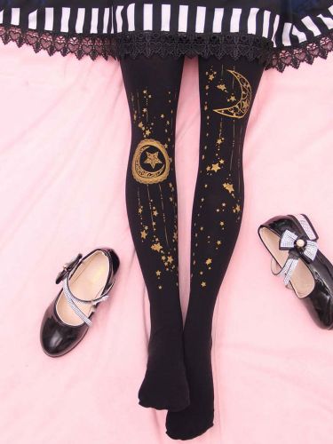 Lolita Bas doux Moon et Starlet Velvet Tight High 2026 Lolita Chaussettes Déguisements Halloween - milanoo.com - Modalova