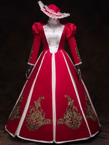 Costume rétro robe victorienne baroque mascarade robes de bal royal Vintage Costume Déguisements Halloween Bourgogne - milanoo.com - Modalova