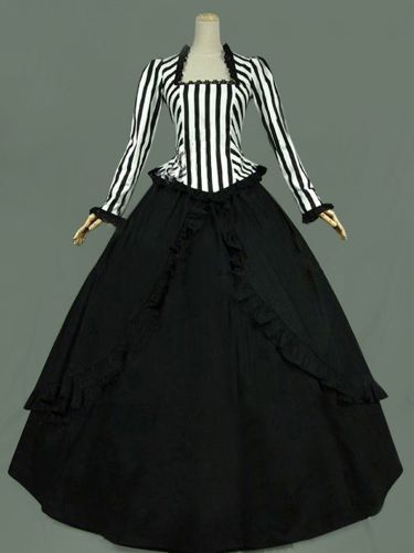 S Rétro Costumes Volants Dentelle Stripe Robe De Bal Déguisements Halloween Petites s Robe - milanoo.com - Modalova