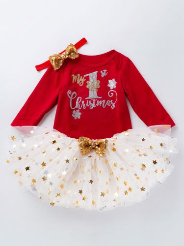 Enfant De Noël Ensemble Sequin Dorure Tutu Jupe Avec Coton Top Costume Bébé Déguisement Noël Cadeau Enfant - milanoo.com - Modalova