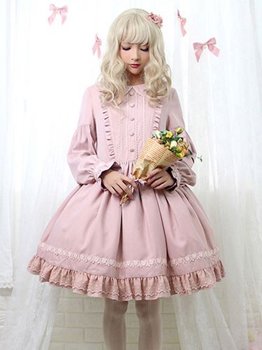 Lolita Sweet OP Robe Volants Manches longues Lolita Une Robes Piece Déguisements Halloween - milanoo.com - Modalova