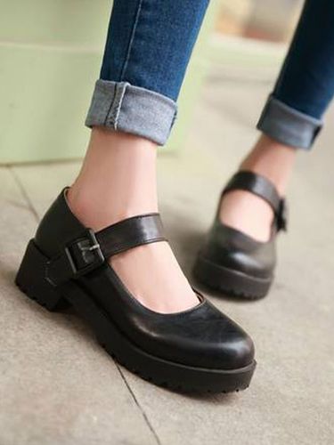 Lolita Chaussures Synthétique ronde talon Puppy cuir Toe Chaussures Lolita Déguisements Halloween - milanoo.com - Modalova