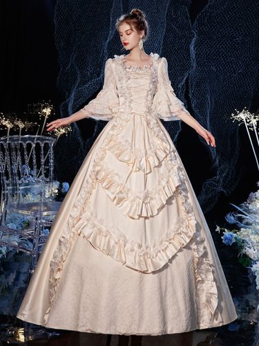Rococo Victorien Rétro Costume Robe Couches Volants Dentelle Coton Cosplay Costume Carnaval - milanoo.com - Modalova