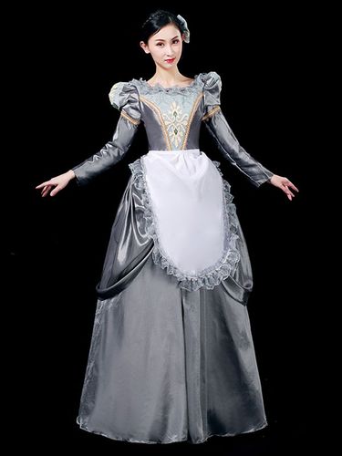 Robe rétro brodé Polyester couvre-chef tablier robe Marie Antoinette Opéra Costume ensemble rétro vêtements vintage - milanoo.com - Modalova
