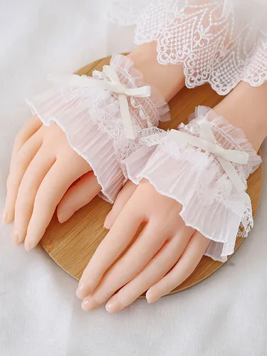 Bracelet doux de Lolita accessoire blanc accessoires de Lolita de dentelle de fibre de polyester plissée d\'arc - milanoo.com - Modalova