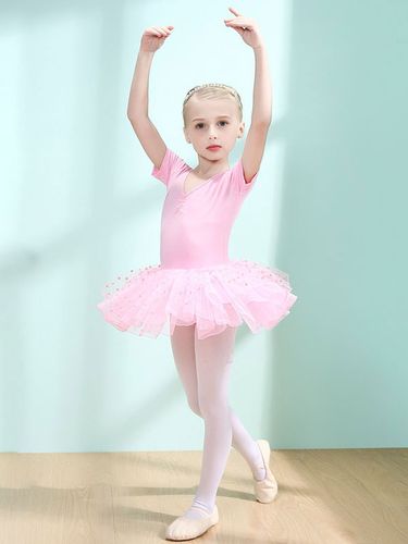 Costumes de danse de ballet Danseuse pour enfants pour fille volants découpés robe en mélange de coton plissée à pois tenue de performance tuniqu - milanoo.com - Modalova