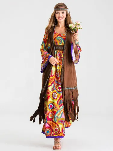 Costumes rétro Polyester imprimé floral Costume Marie-Antoinette Gilet Hippies Tunique Costume du XVIIIe siècle Ensemble complet - milanoo.com - Modalova