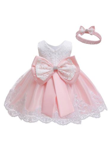 Robe baptême robe cérémonie fille décoré de noeud - milanoo.com - Modalova