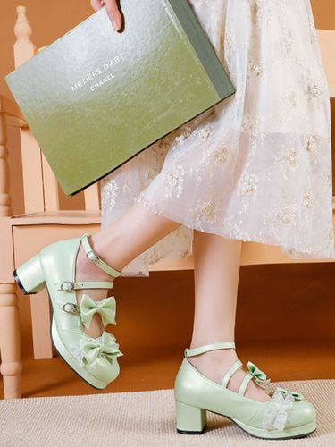 Sweet Lolita Footwear vert clair arcs bout rond en cuir PU pompes Lolita - milanoo.com - Modalova