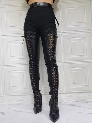 Bottes sexy à talons hauts grande taille bout pointu tige de botte boucle réglable talon aiguille cuisse haute sur les bottes au genou - milanoo.com - Modalova
