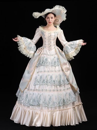Robe De Soirée Costumes Rétro Dentelle Marie Antoinette Costume Polyester Imprimé Fleuri Chapeau s Euro-style Tunique Déguisement Vintage - milanoo.com - Modalova