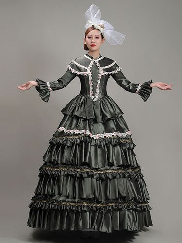 Robe De Soirée Rétro Costumes s Dentelle Polyester Tunique Robe Chapeaux Marie Antoinette Déguisement Vintage Fête Robe De Bal - milanoo.com - Modalova