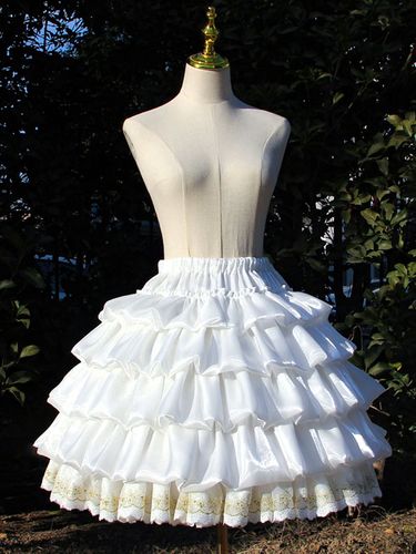 ROCOCO Style Lolita Jupons Polyester Ruffles Gothique Lolita Jupon Femme Dentelle Blanche Lolita Jupe - milanoo.com - Modalova
