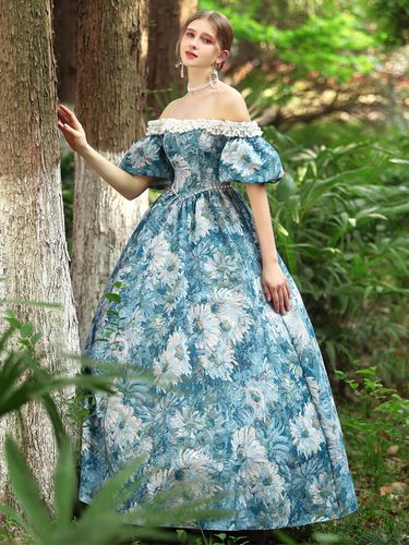 Costumes Rétro Robe À Imprimé Floral s Costume Gothique Marie Antoinette Costume Du 18ème Siècle - milanoo.com - Modalova
