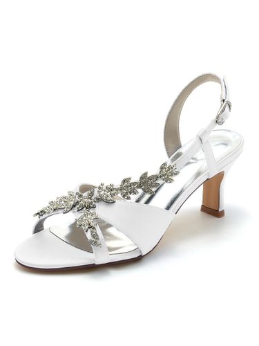 Chaussures de Mariés à Talons Hauts avec Bout Ouvert en Cuir Synthétique Unicolore - milanoo.com - Modalova