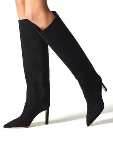 Bottes Mi-mollet à Talons Hauts avec Bout Pointu en Cuir Synthétique Unicolore - milanoo.com - Modalova