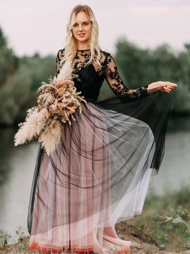 Robes de mariée 2026 A-ligne manches longues en dentelle avec train robe de mariée personnalisation gratuite - milanoo.com - Modalova