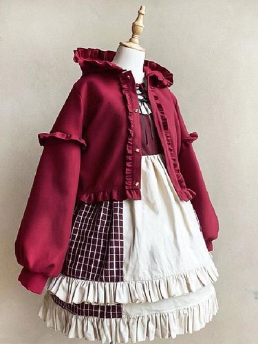 Mignonne Lolita Manteaux Bordeaux Polyester Manteau Hiver Lolita - milanoo.com - Modalova
