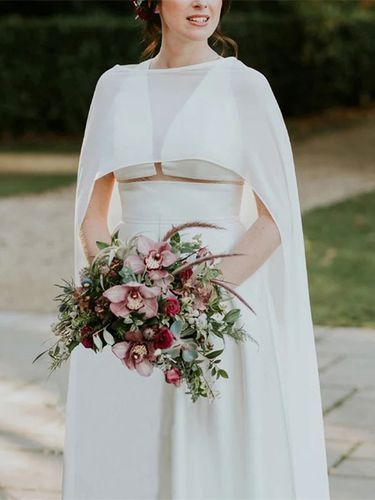 Capes de mariée en mousseline de soie ivoire avec col bijou - milanoo.com - Modalova