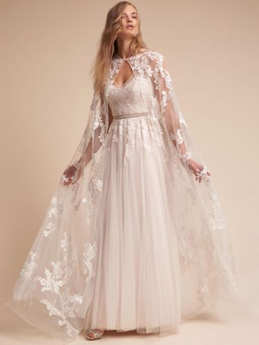Wrap de mariage Jewel Neck Capes Dentelle Dentelle Bridal Cover Ups - milanoo.com - Modalova