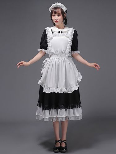 Rétro Costumes s volants Marie Antoinette Costume Polyester tunique couvre-chef robe Vintage fête robe de bal - milanoo.com - Modalova