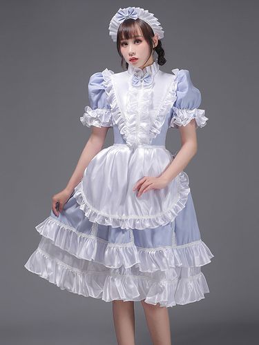 Bleu ciel clair rétro Costumes s volants Polyester tunique robe chapeaux Vintage Marie Antoinette Costume 18ème siècle Costume - milanoo.com - Modalova