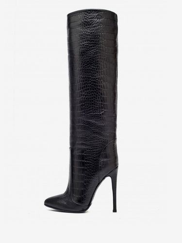 Bottes au Genou à Talons Hauts avec Bout Rond Unicolore - milanoo.com - Modalova