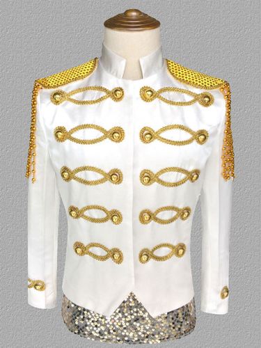 Manteau Vintage Top Vintage Polyester Paillettes Chaînes Manches Longues Rétro Costumes Pour Homme - milanoo.com - Modalova