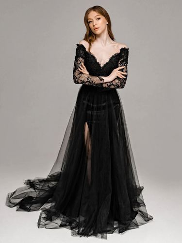 Robes de mariée sirène manches longues en dentelle avec train robe de mariée personnalisation gratuite - milanoo.com - Modalova