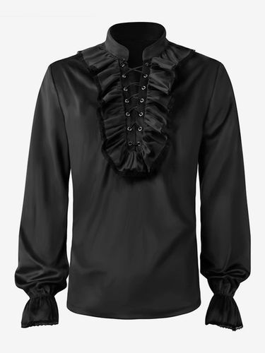 Chemise Rouge Vintage Top Rétro Volants Manches Longues Fleuries Polyester Fibre Rétro Costumes Pour Homme Déguisement Vintage Bourgogne - milanoo.com - Modalova
