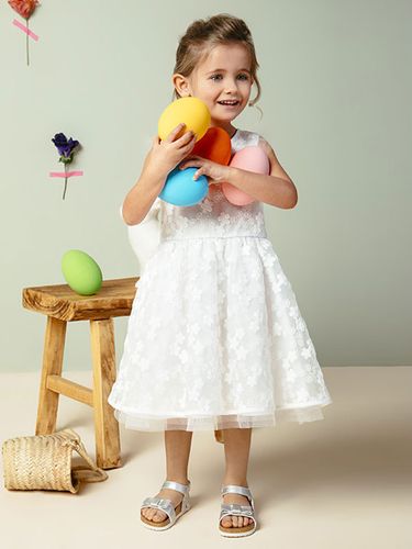 Manches courtes dentelle mariage doux fleur fille robe enfants robe de soirée - milanoo.com - Modalova