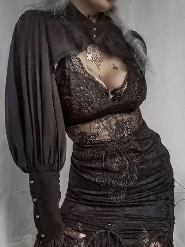 Gothique Lolita Cover-ups Volants Top Dentelle Polyester Cover-Up Lolita Outwears - milanoo.com - Modalova