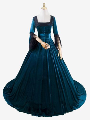 Costumes rétro bleu profond dentelle Polyester Marie Antoinette Costume robe tunique rétro vêtements Vintage - milanoo.com - Modalova