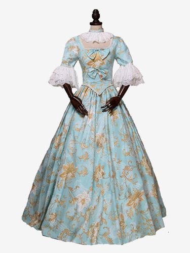 Costumes rétro nœuds robe à imprimé floral en polyester Costume Marie Antoinette tunique royale robe de bal mascarade - milanoo.com - Modalova